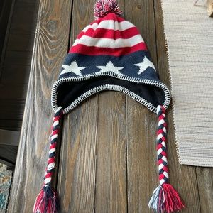 Dakota Dan red white and blue American Flag winter chilly alpine cap